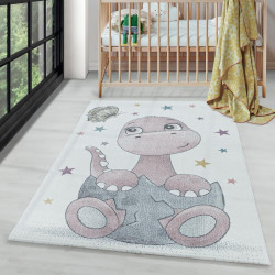 Çocuk Bebek odası Halısı Kaplumbağa Kelebek Yıldız desenli Pembe Beyaz