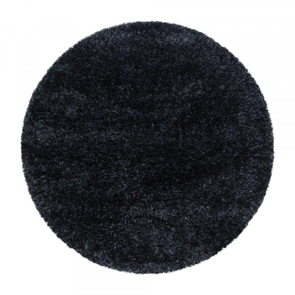 Yuvarlak yumuşak parlak dokuma düz Shaggy Halı 5 cm hav pastel Siyah